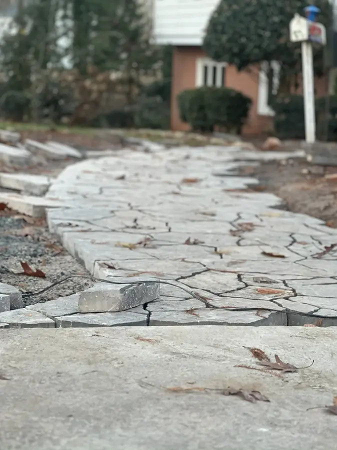 Hand-fitted flagstone walkway