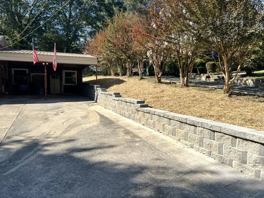 Long block wall along a drive