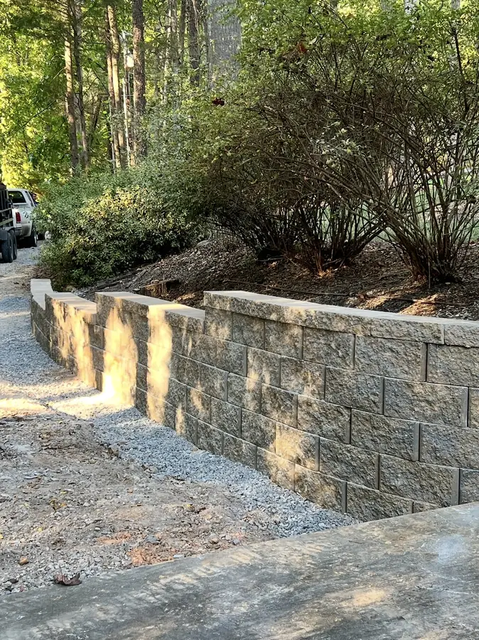Terraced stone walls with planting